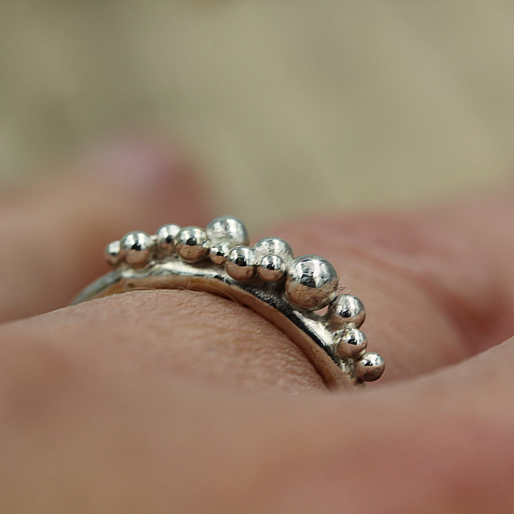 Grains of Sand ring, sea inspired handmade silver ring made in 100% recycled silver