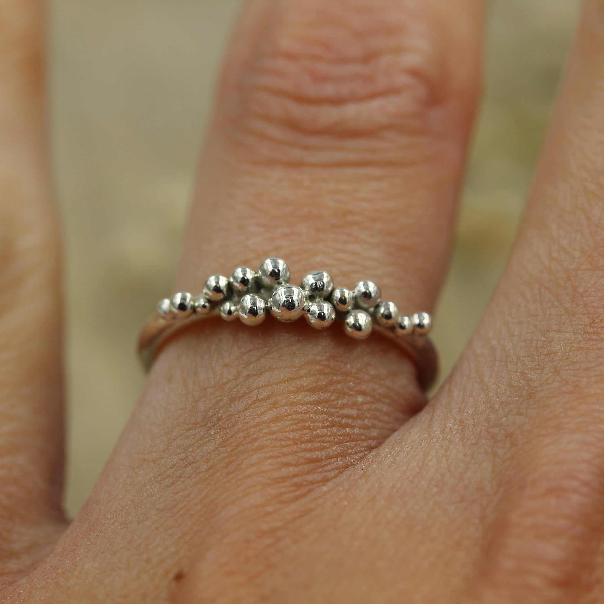 Grains of Sand ring, sea inspired handmade silver ring made in 100% recycled silver