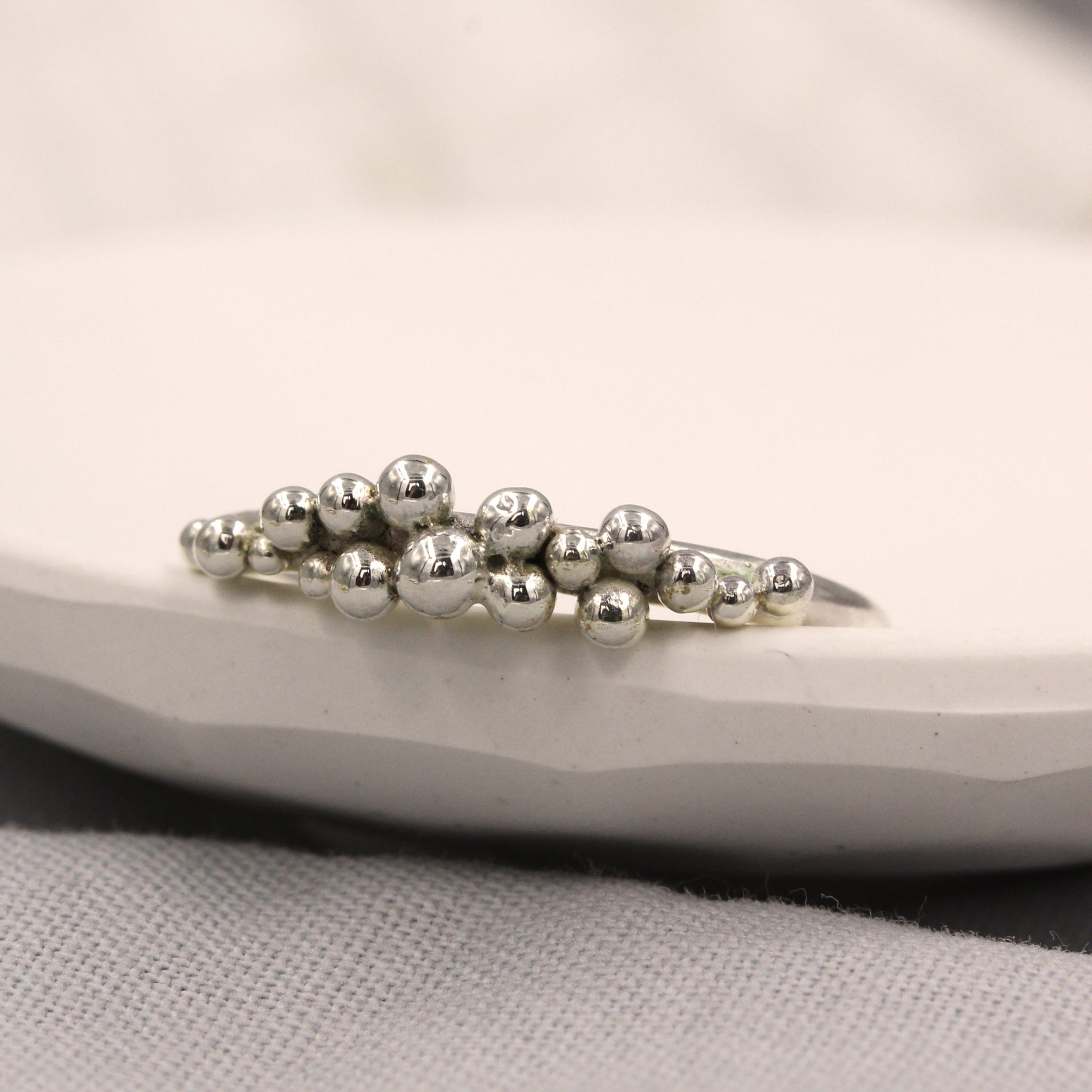 Grains of Sand ring, sea inspired handmade silver ring made in 100% recycled silver