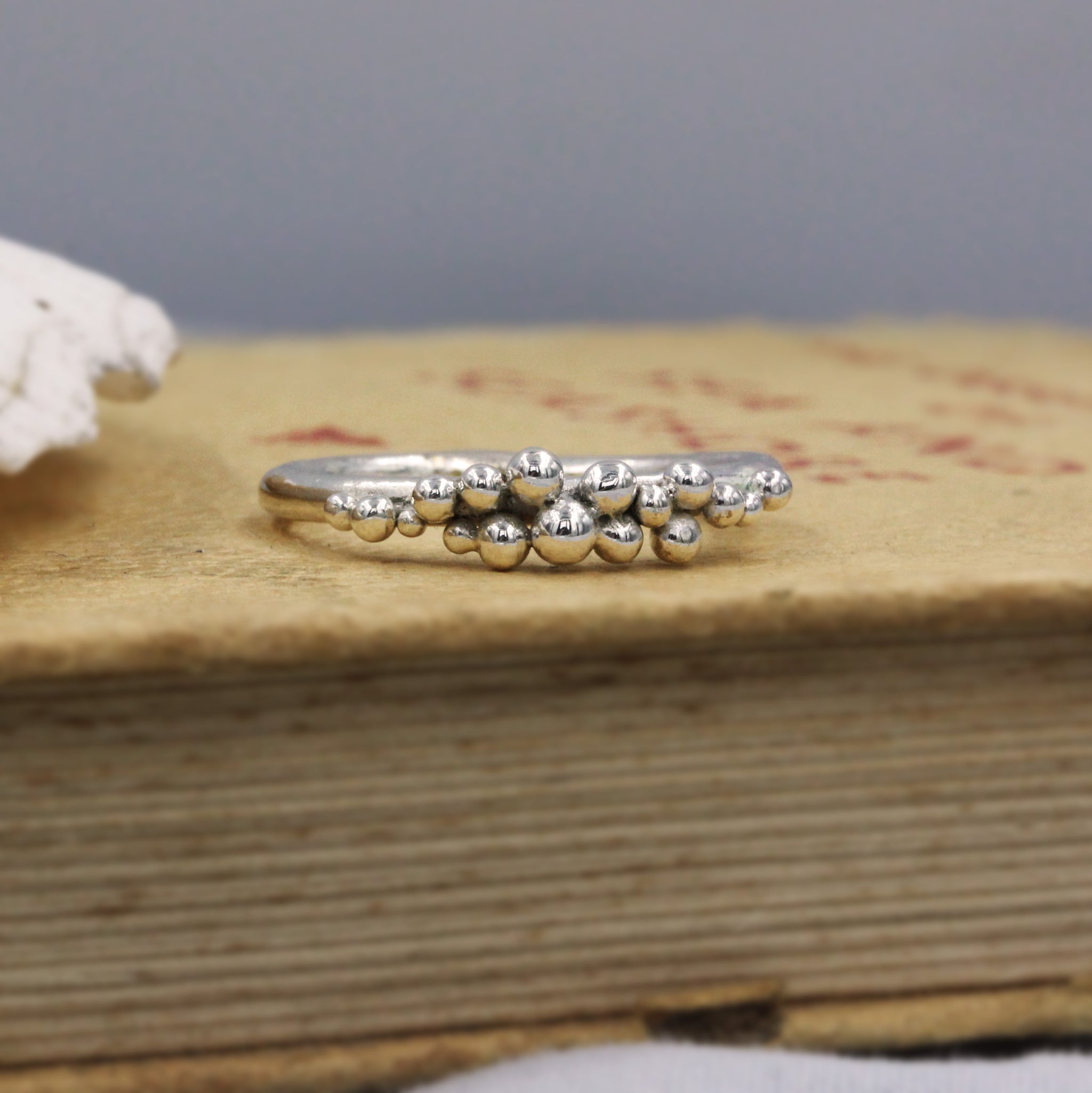 Grains of Sand ring, sea inspired handmade silver ring made in 100% recycled silver