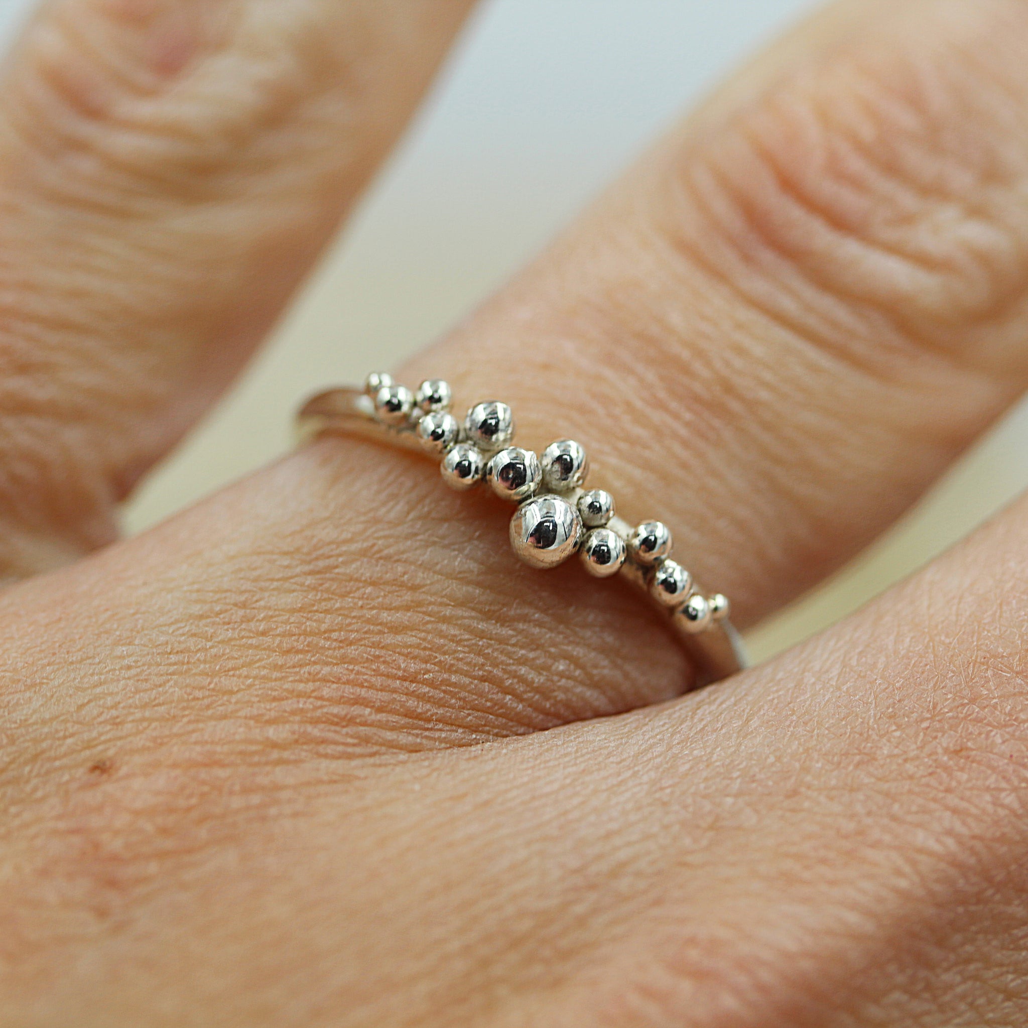 Grains of Sand ring, sea inspired handmade silver ring made in 100% recycled silver