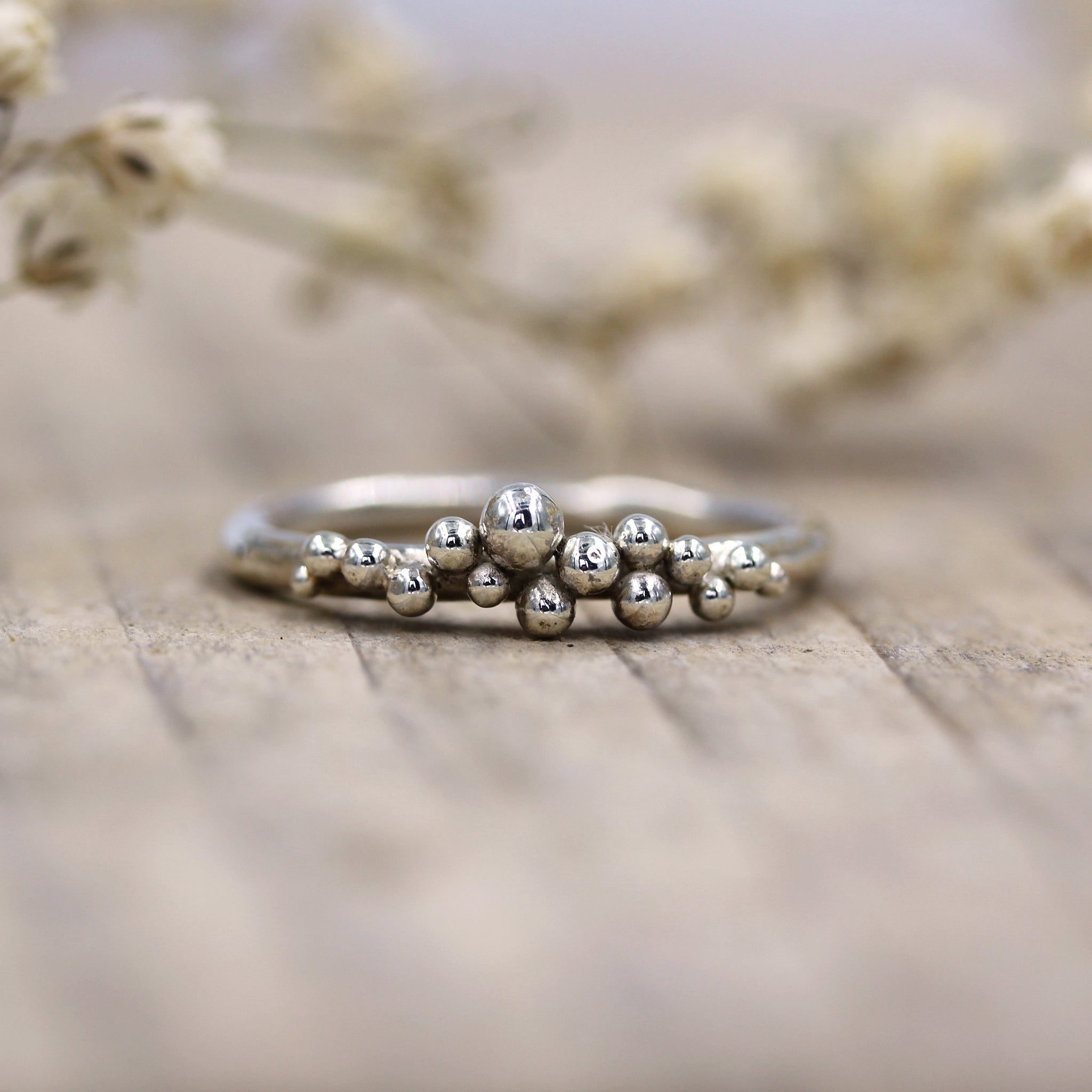 Grains of Sand ring, sea inspired handmade silver ring made in 100% recycled silver