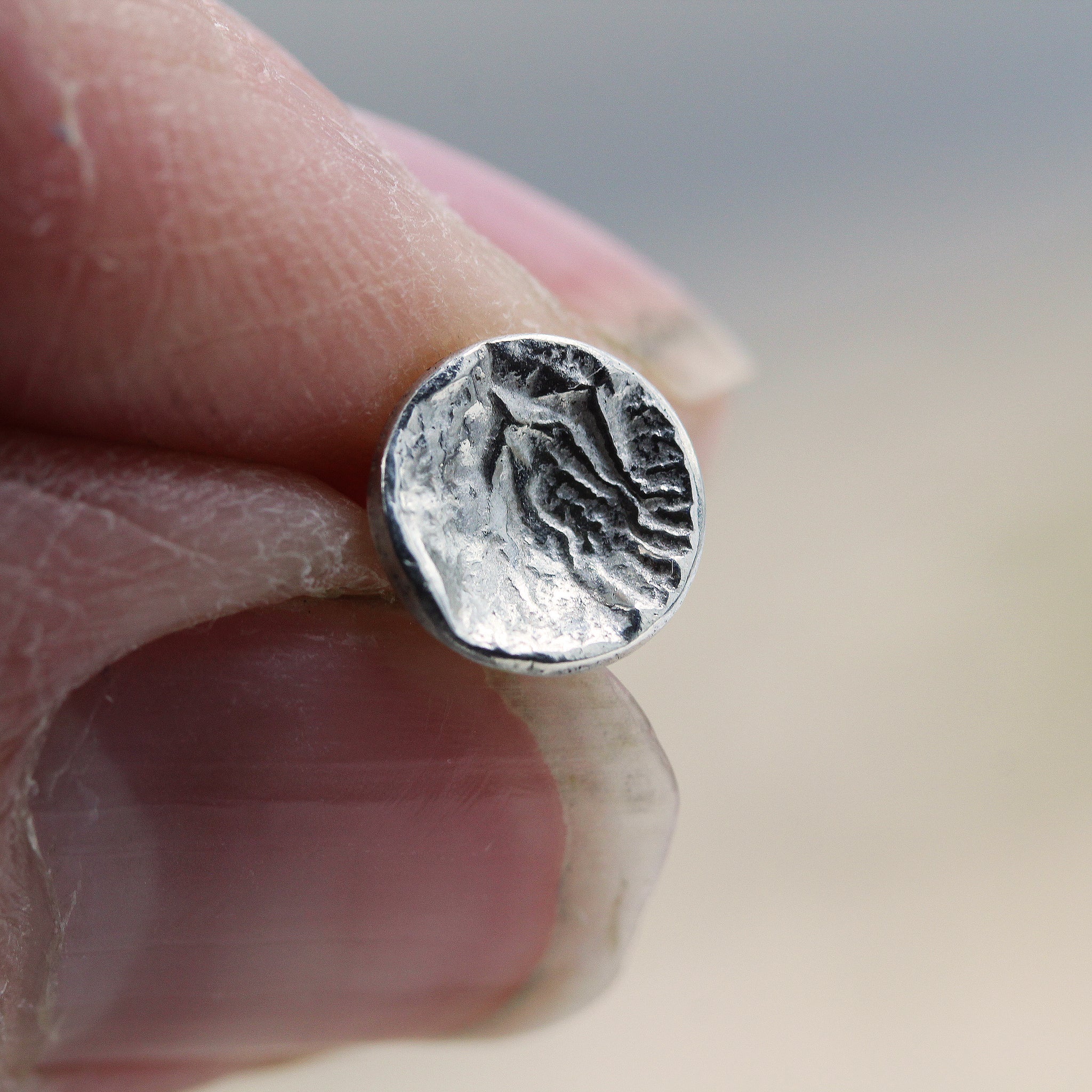 Stormy seas stud earrings by Gemma Tremayne Jewellery, handmade silver stud earrings