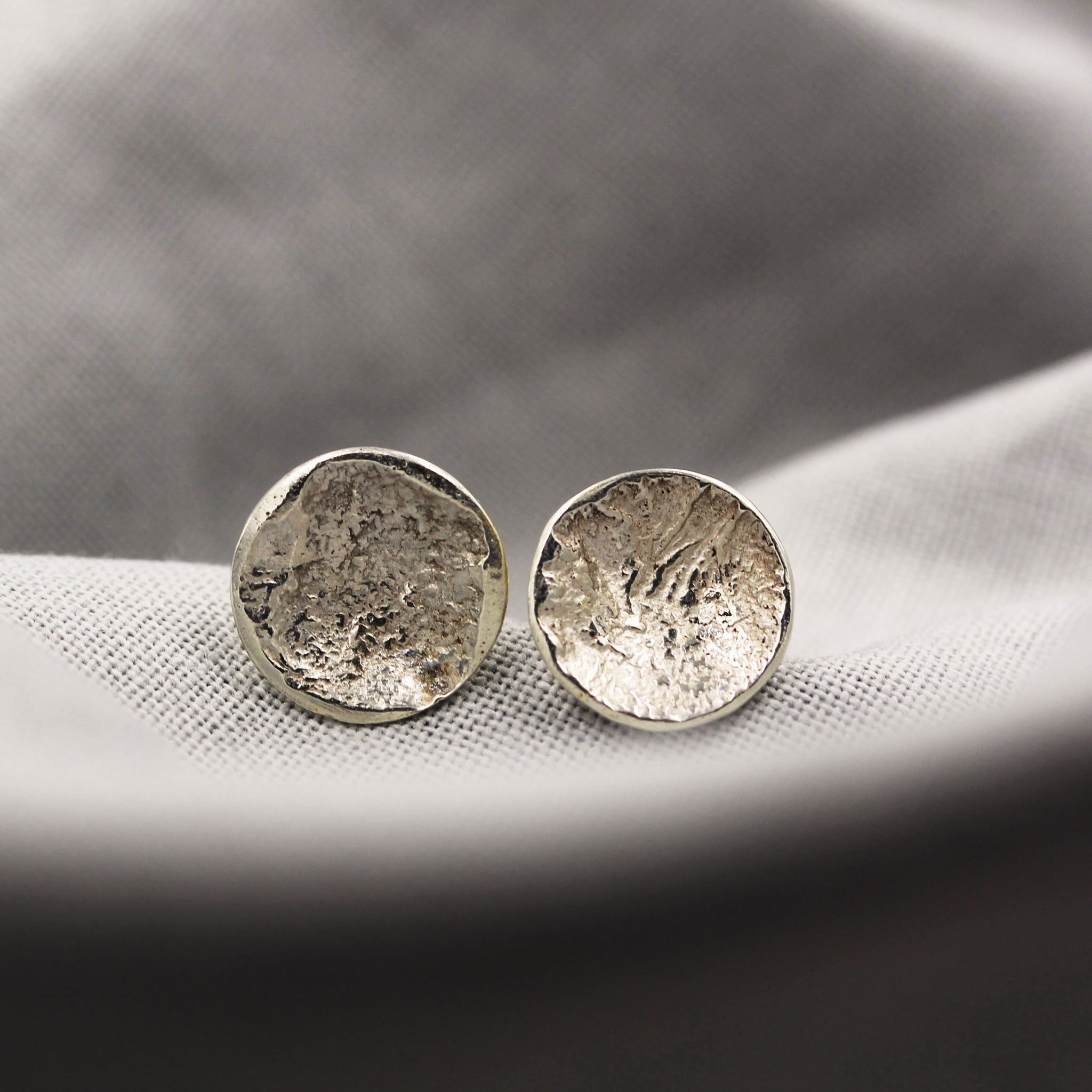 Stormy seas stud earrings by Gemma Tremayne Jewellery, handmade silver stud earrings