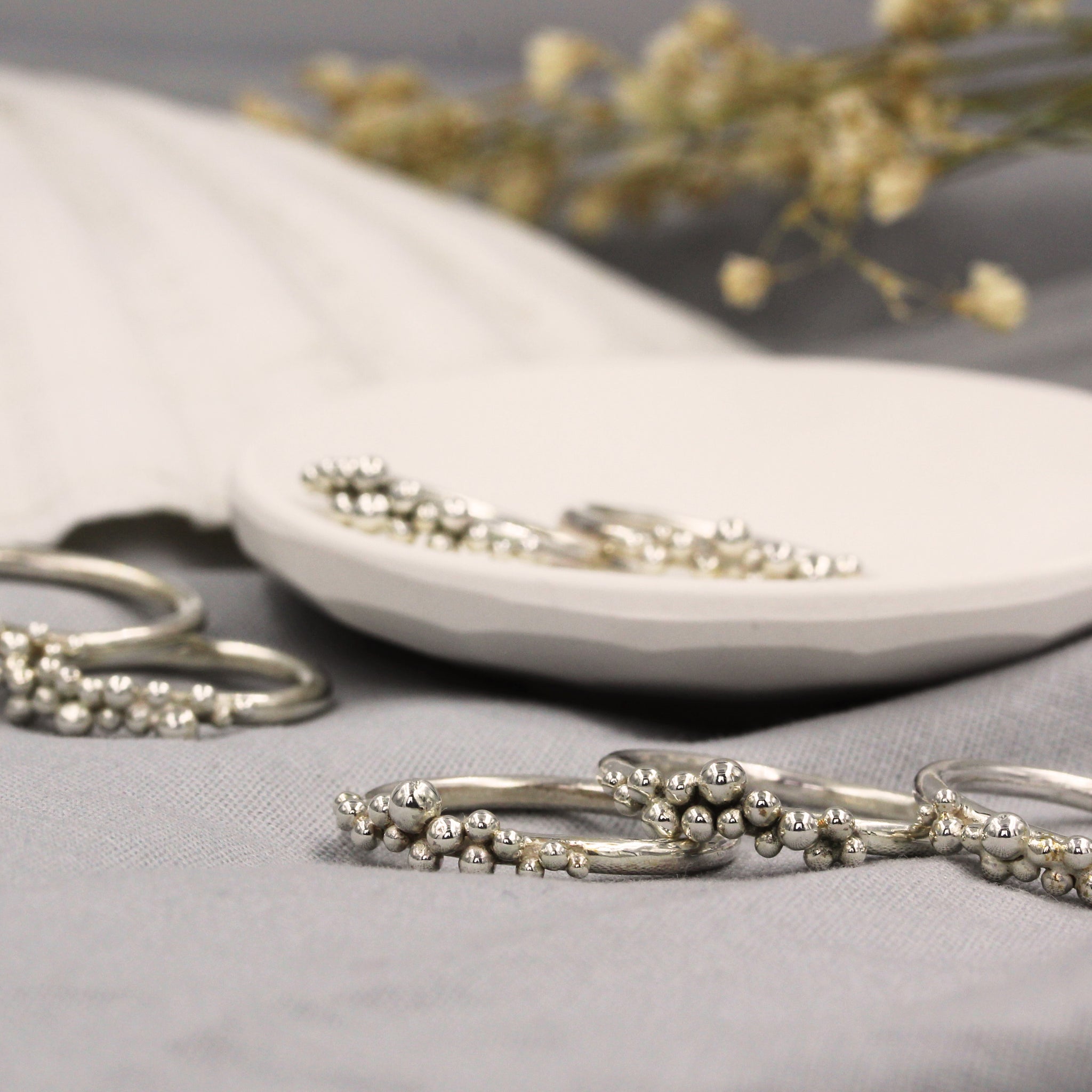 Grains of Sand ring, sea inspired handmade silver ring made in 100% recycled silver