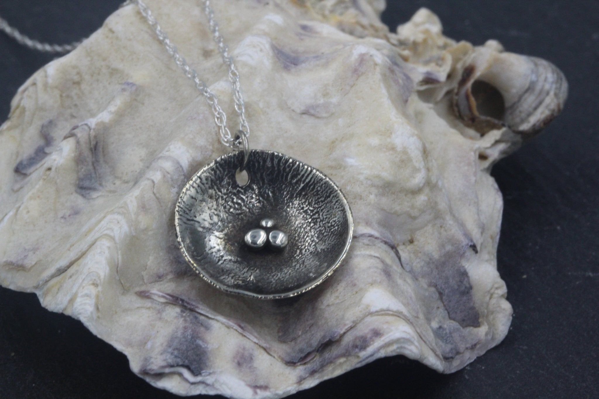 Moonlit Pebbles on the beach handmade sterling silver necklace by Gemma Tremayne Jewellery