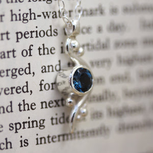 Sterling silver and topaz sea inspired necklace handmade in 100% recycled silver