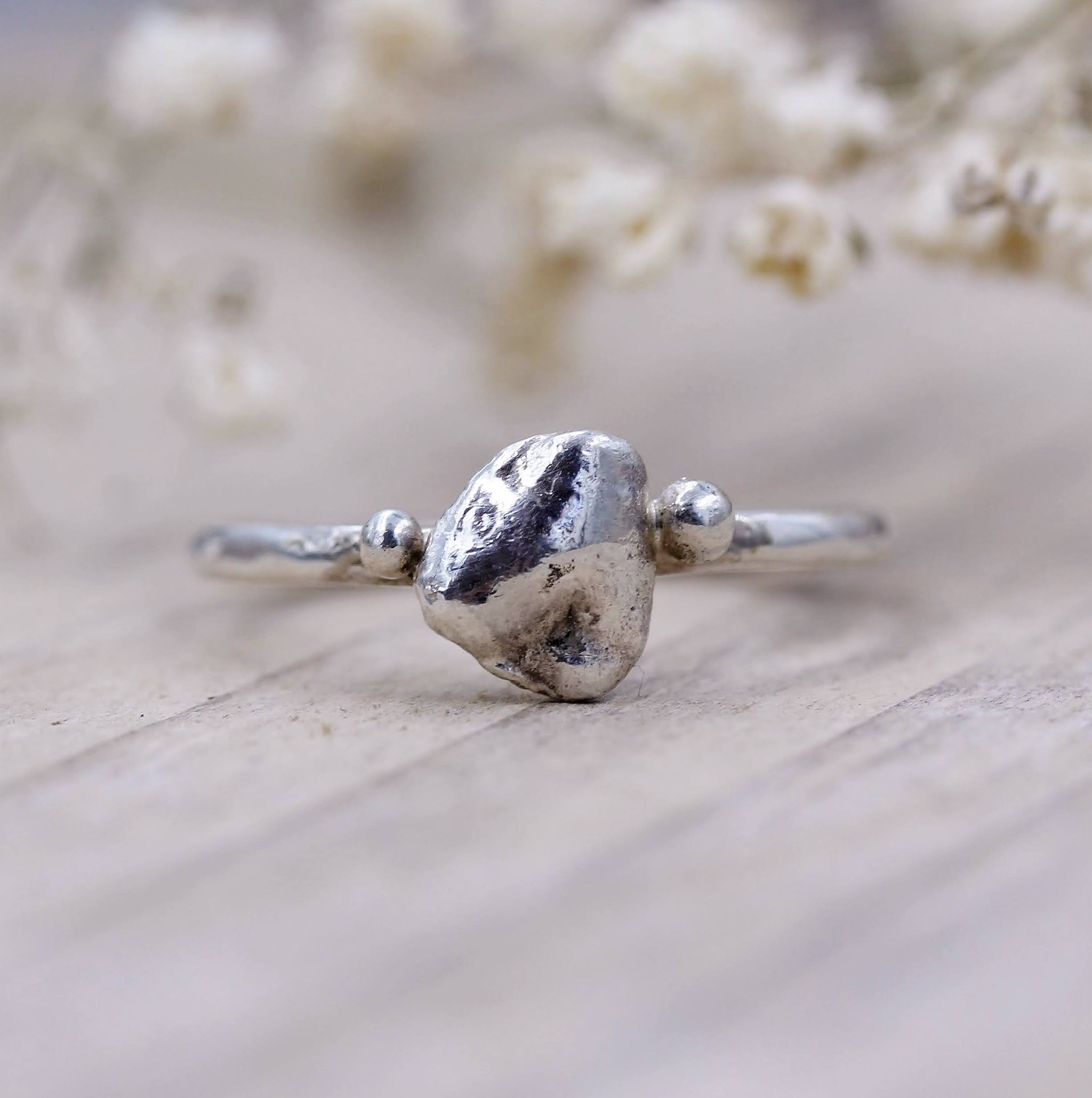 Pebbles ring, sea inspired silver jewellery, handcrafted by Gemma Tremayne Jewellery
