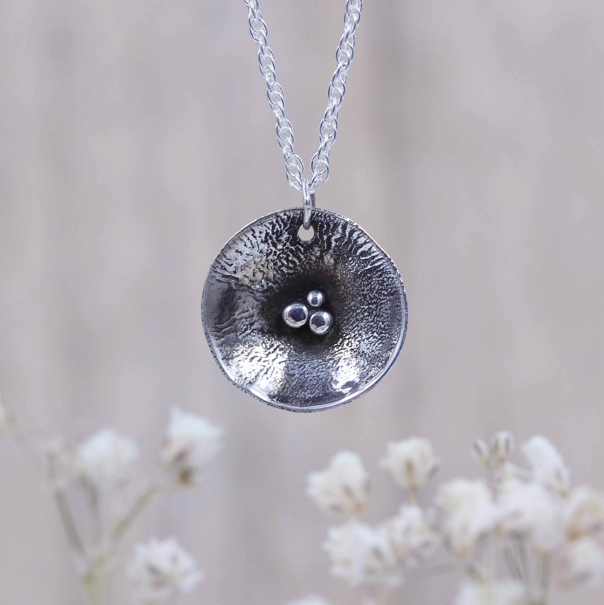 Sea Inspired silver necklace, handmade in 100% recycled silver