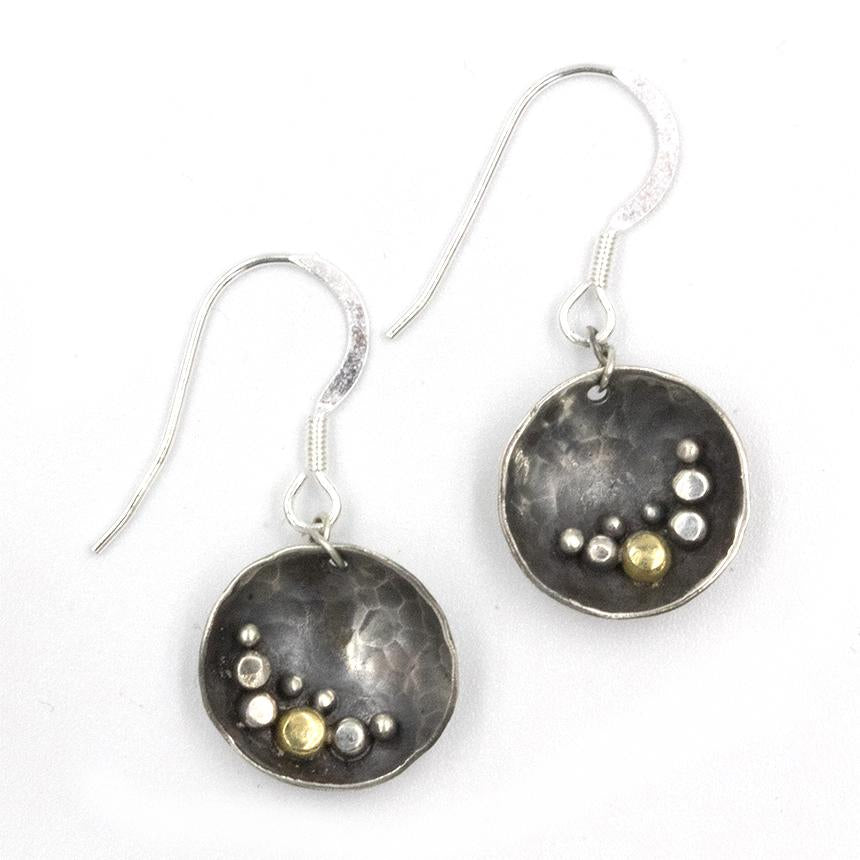 Exclusive 'Pebbles on the Beach' inspired drop earrings, handcrafted in sterling silver, by Gemma Tremayne Jewellery. The earrings features tiny silver pebbles, representing pebbles on the beach, and are perfect for elegant everyday wear.