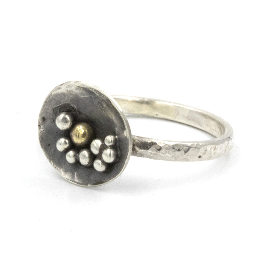Exclusive 'Pebbles on the Beach' inspired ring, handcrafted in sterling silver, by Gemma Tremayne Jewellery. The ring features tiny silver pebbles, representing pebbles on the beach.