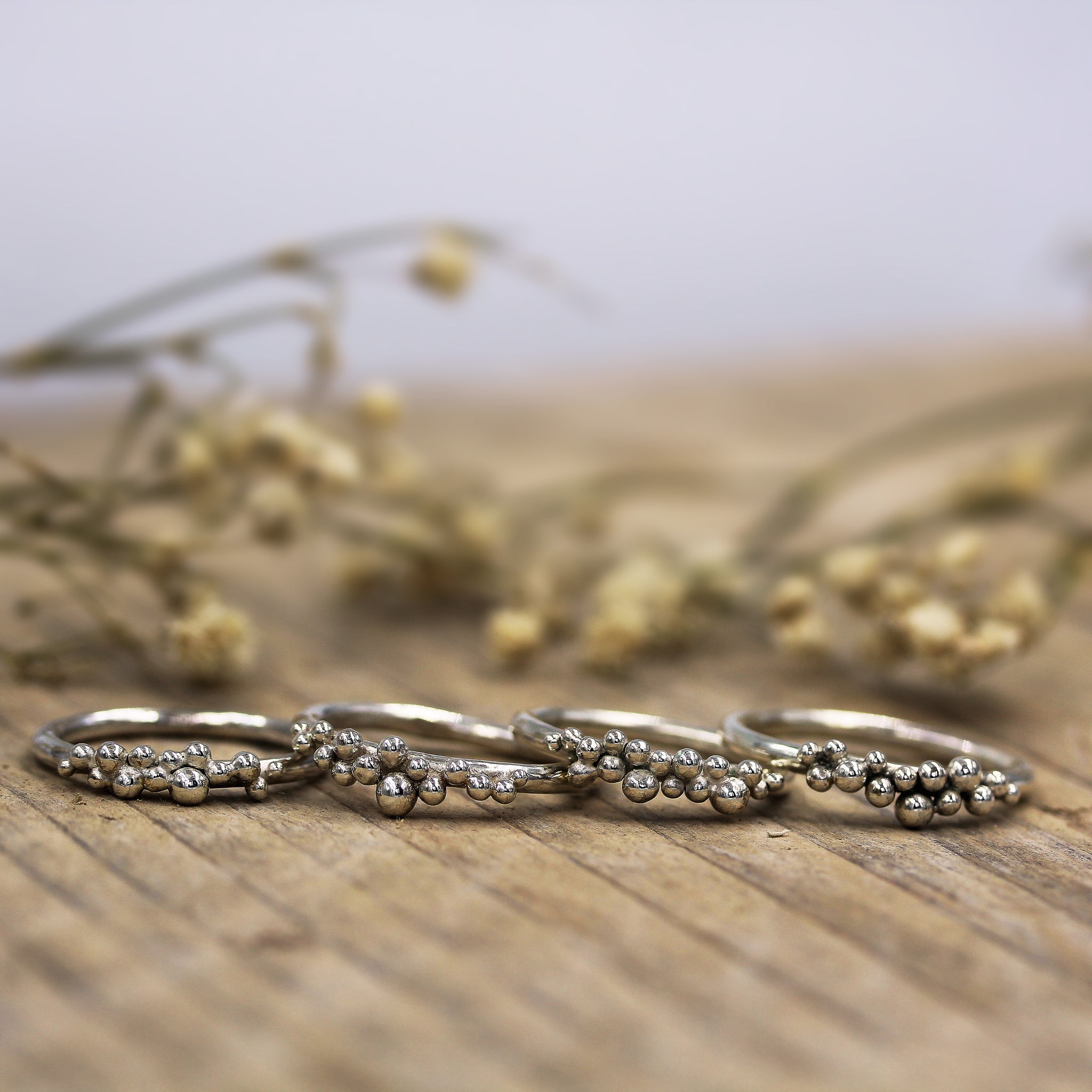 Grains of Sand ring, sea inspired handmade silver ring made in 100% recycled silver