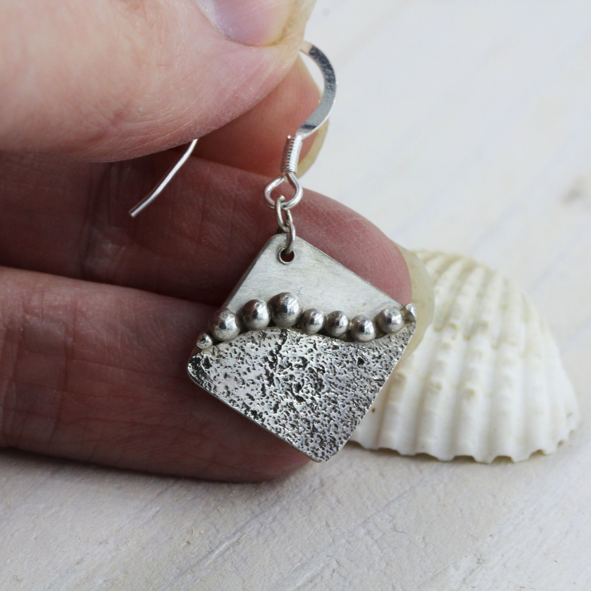 Handmade sea inspired, sterling silver drop earrings